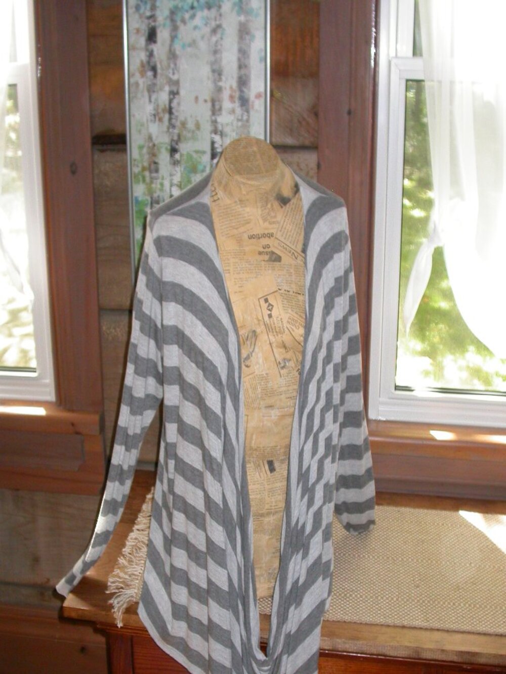 Striped 2 Tone Grey Draped Overshirt